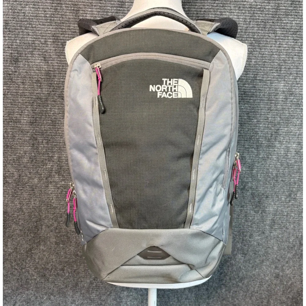 The North Face Microbyte Backpack Gray Pink Laptop Sleeve FlexVent Daypack